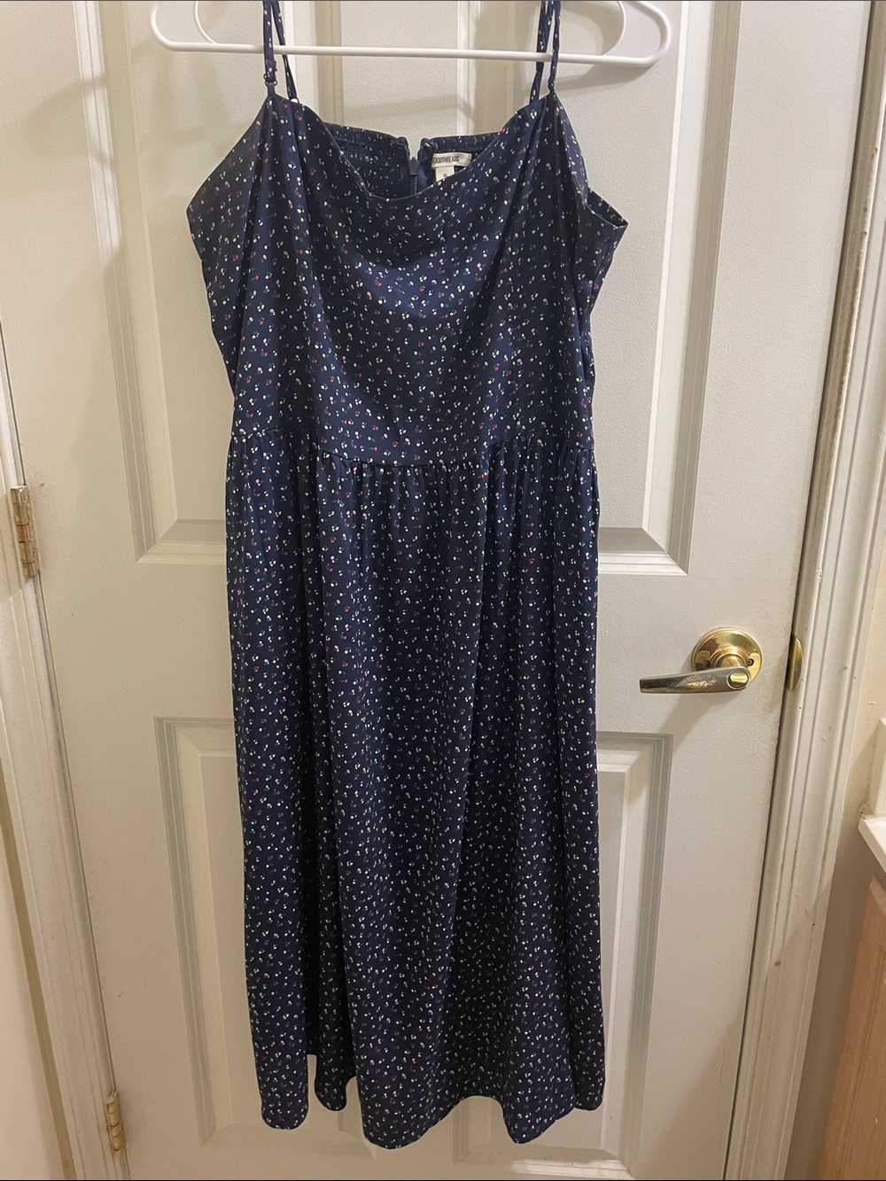 Goodthreads Navy Spaghetti-Strap Maxi Dress with Tiny Floral Print